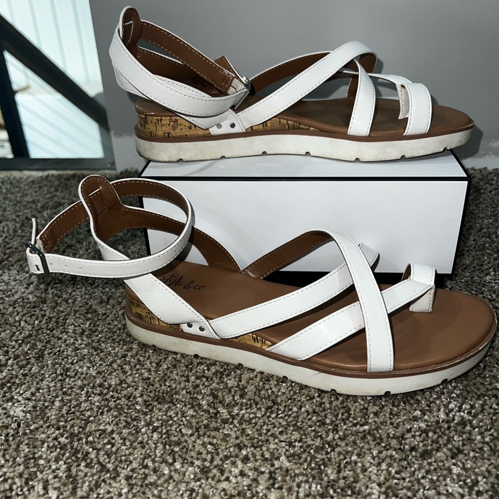 White Sandals with Ankle Strap